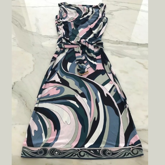 EMILIO PUCCI PINK MULTI BELTED DRESS SIZE IT 42 / US 8 NWOTS! - Picture 8 of 13